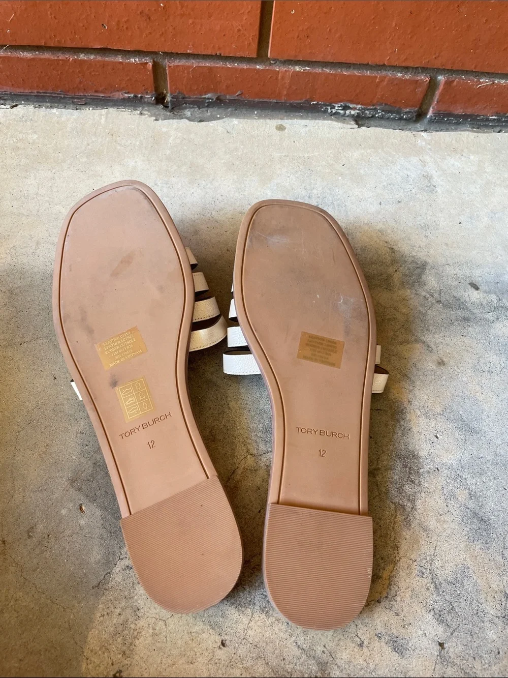 TORY BURCH Women's INES Cream Leather Slide Sandals Size 12 - Picture 7 of 9